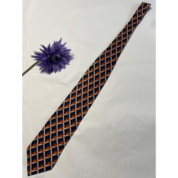 Hand-Crafted For Nordstrom By J.Z. Richards All Silk Geometric Tie Orange/Blue/B - Picture 4 of 8